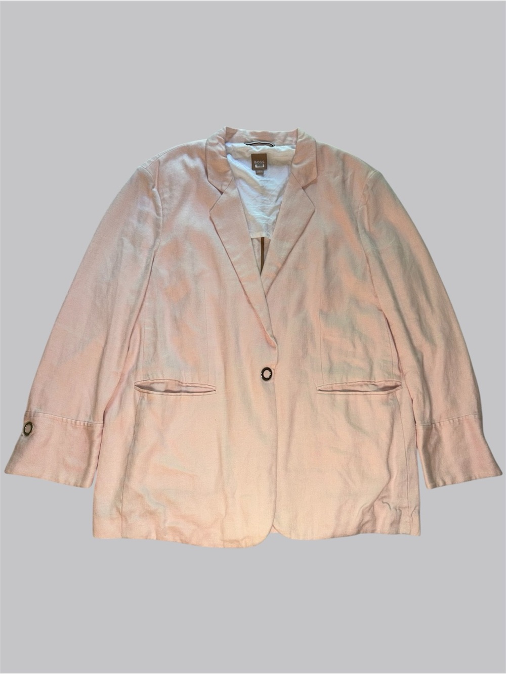 Boss Light Pink Women's Single Breasted Linen Blazer Jacket